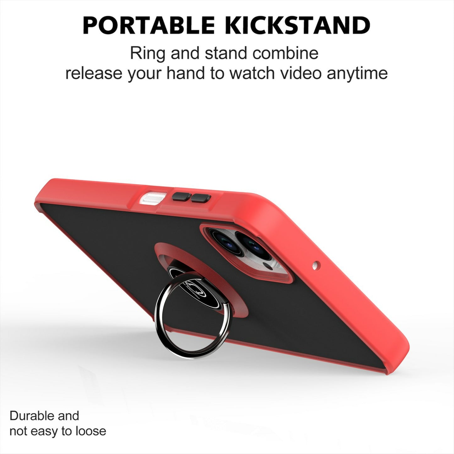 For Samsung Galaxy A06 Case Ring Holder Kickstand TPU+Acrylic Phone Cover - Red