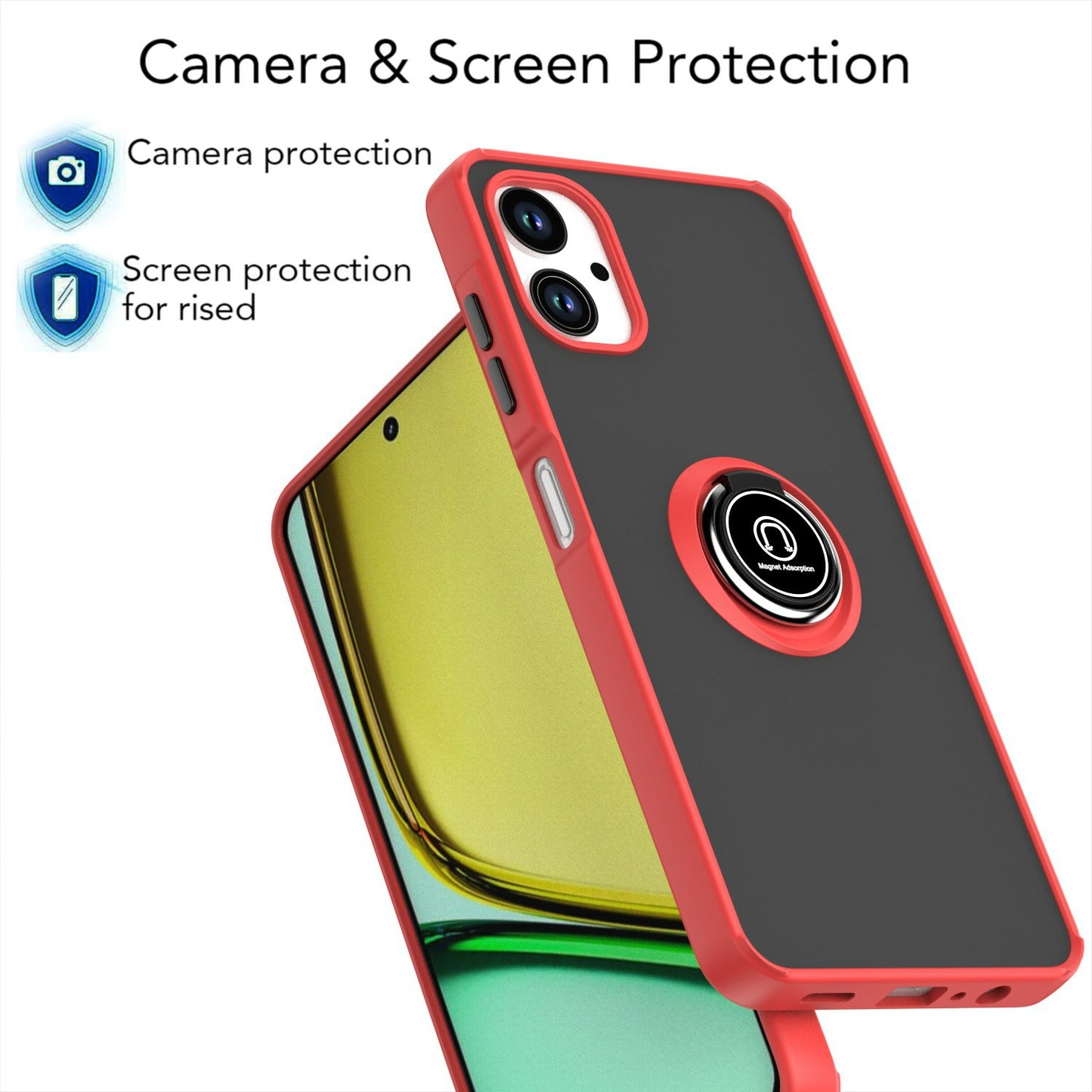 For Samsung Galaxy A06 Case Ring Holder Kickstand TPU+Acrylic Phone Cover - Red