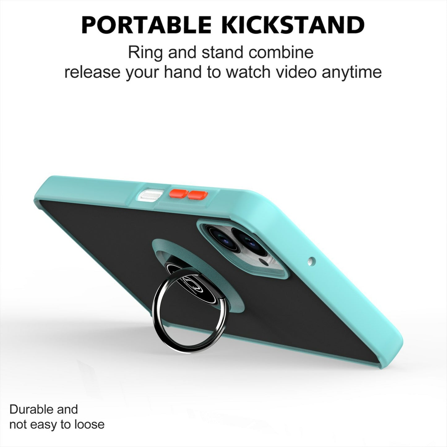 For Samsung Galaxy A06 Case Ring Holder Kickstand TPU+Acrylic Phone Cover - Sky Blue