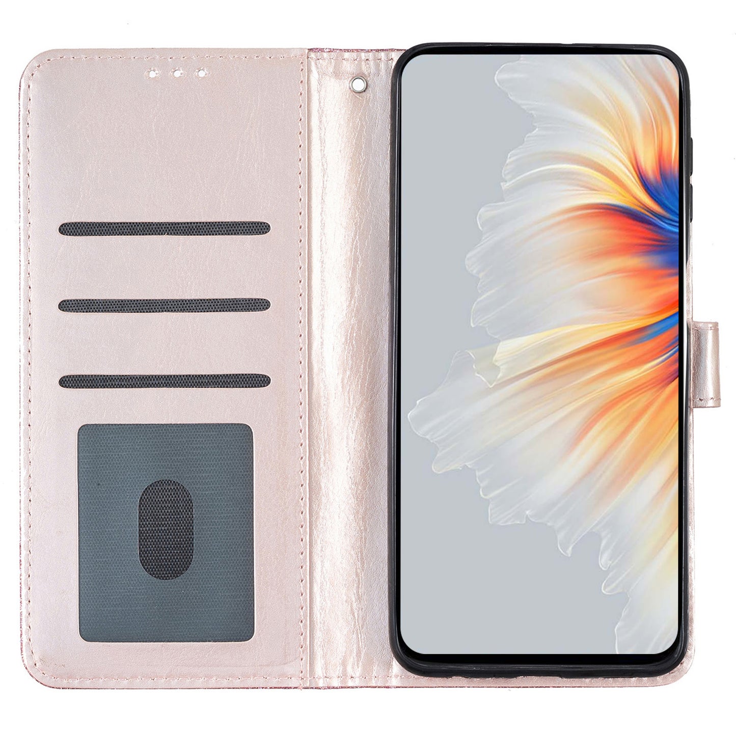 For Samsung Galaxy A16 5G / A16 4G Wallet Case Glitter Anti-Scratch Leather Phone Cover Stand - Rose Gold