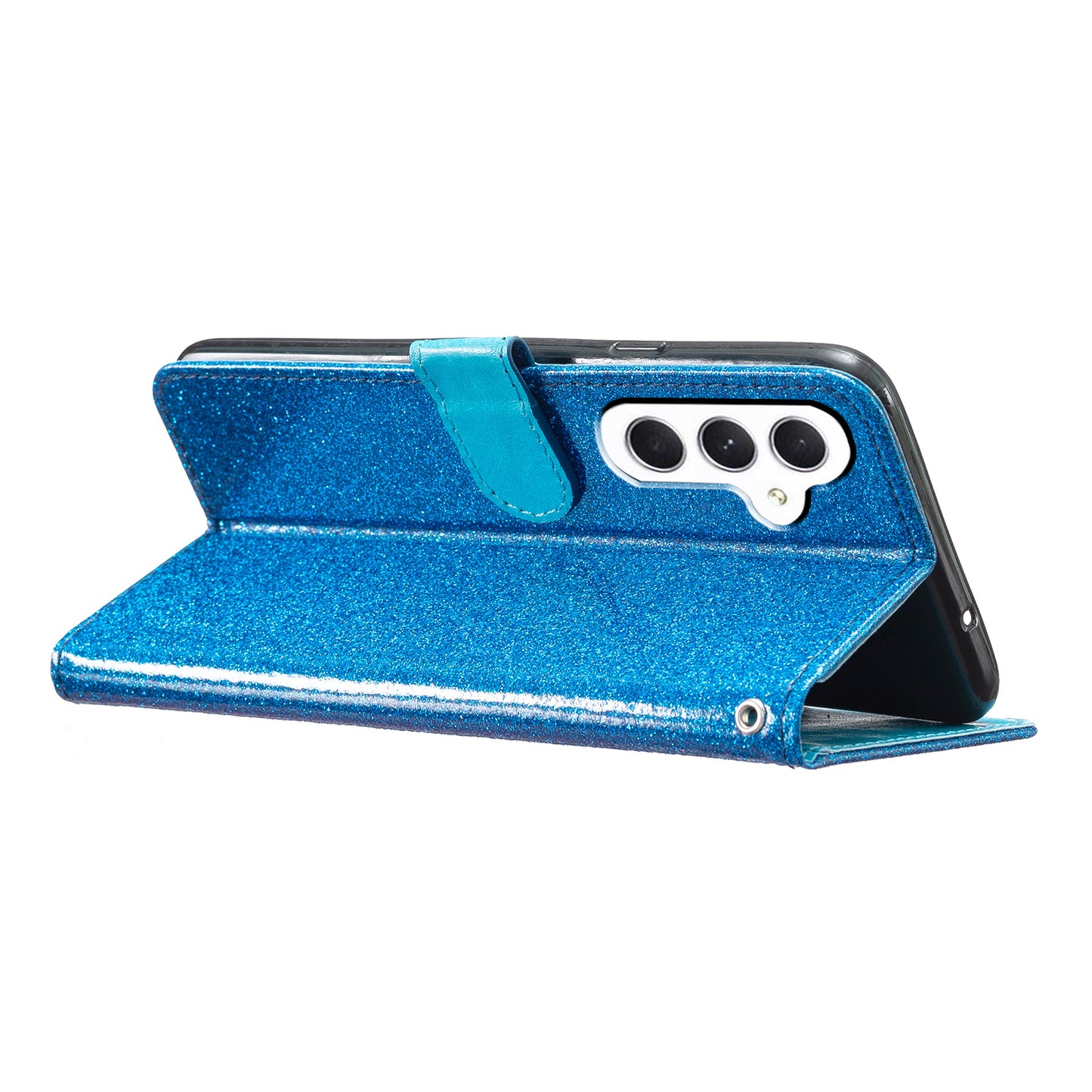 For Samsung Galaxy A16 5G / A16 4G Wallet Case Glitter Anti-Scratch Leather Phone Cover Stand - Blue
