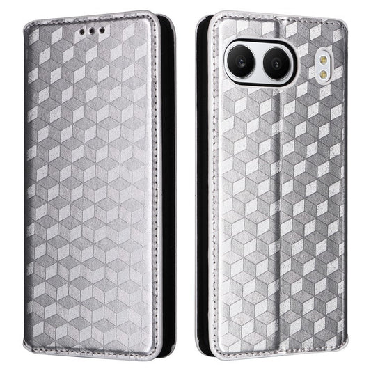 For OnePlus Nord 4 Wallet Case Rhombus Imprinted Leather Phone Cover - Silver