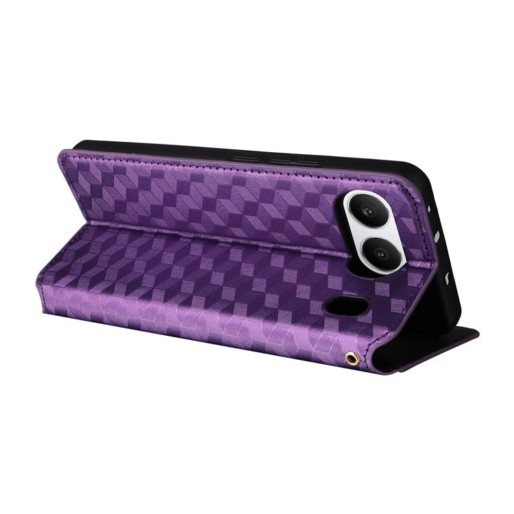 For OnePlus Nord 4 Wallet Case Rhombus Imprinted Leather Phone Cover - Purple
