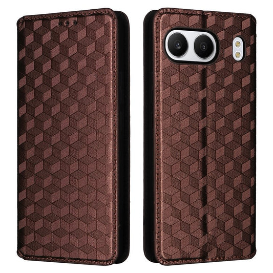 For OnePlus Nord 4 Wallet Case Rhombus Imprinted Leather Phone Cover - Brown