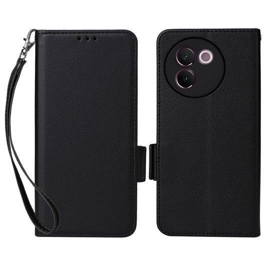 For OnePlus Nord 4 Case Litchi Texture PU Leather Wallet Flip Phone Cover - Black