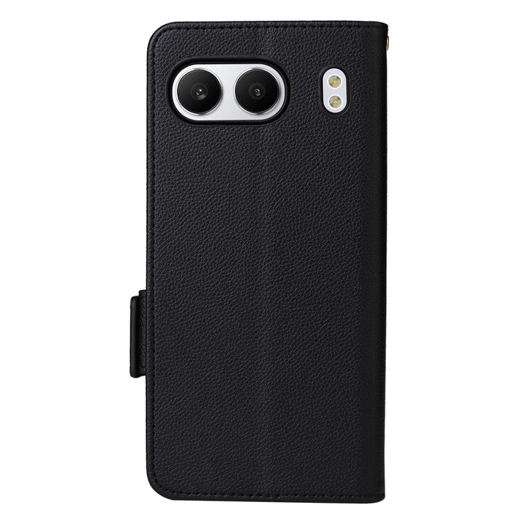 For OnePlus Nord 4 Case Litchi Texture PU Leather Wallet Flip Phone Cover - Black
