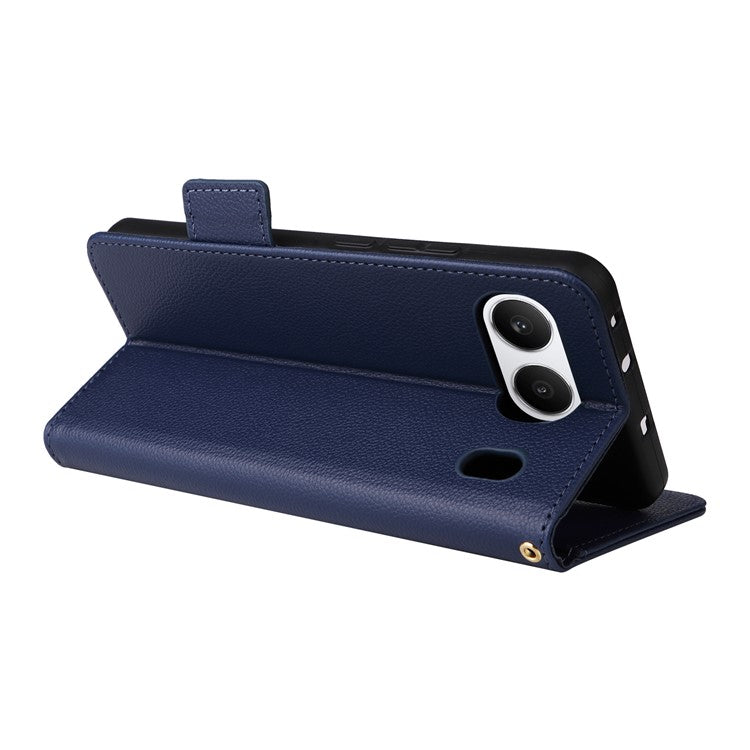 For OnePlus Nord 4 Case Litchi Texture PU Leather Wallet Flip Phone Cover - Dark Blue