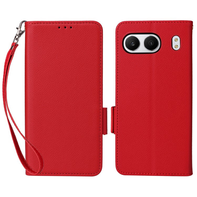 For OnePlus Nord 4 Case Litchi Texture PU Leather Wallet Flip Phone Cover - Red