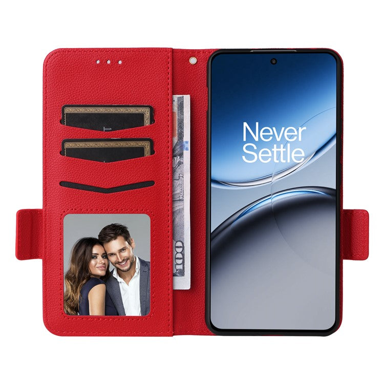 For OnePlus Nord 4 Case Litchi Texture PU Leather Wallet Flip Phone Cover - Red