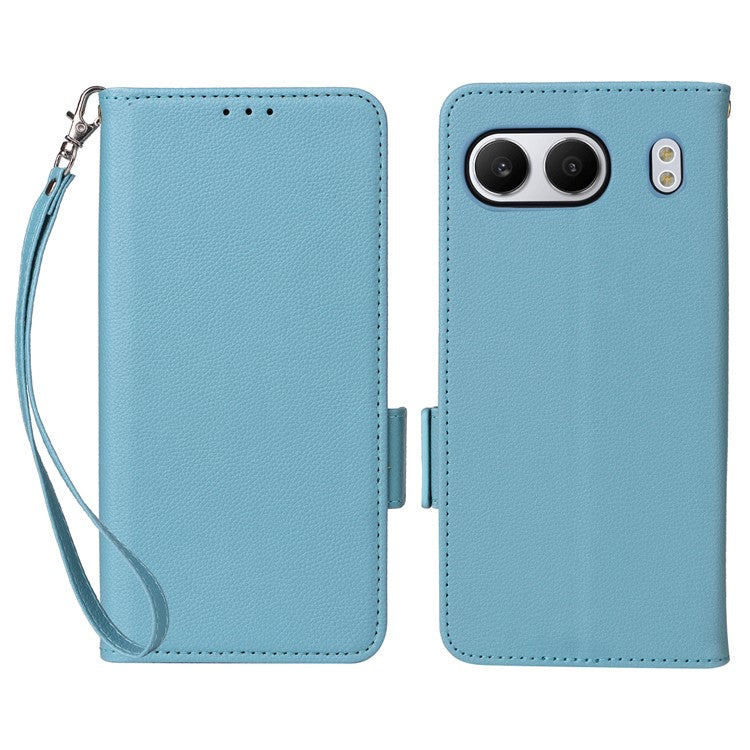 For OnePlus Nord 4 Case Litchi Texture PU Leather Wallet Flip Phone Cover - Baby Blue