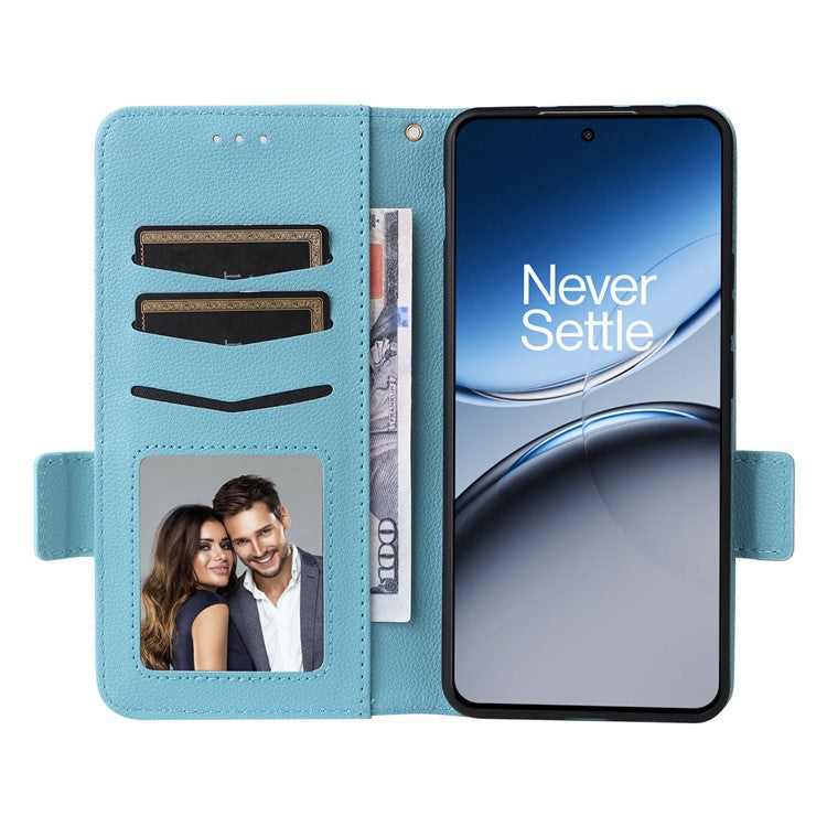 For OnePlus Nord 4 Case Litchi Texture PU Leather Wallet Flip Phone Cover - Baby Blue