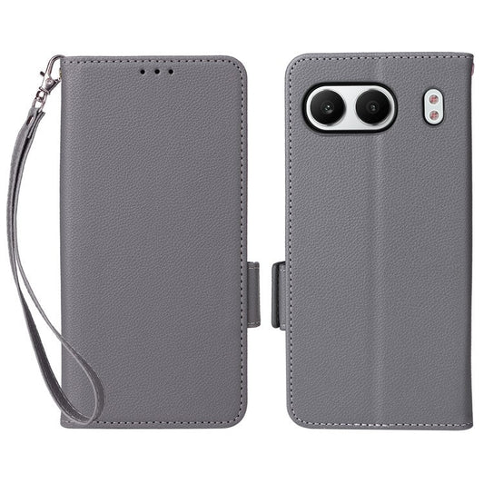 For OnePlus Nord 4 Case Litchi Texture PU Leather Wallet Flip Phone Cover - Grey