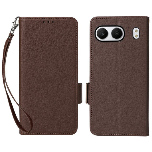 For OnePlus Nord 4 Case Litchi Texture PU Leather Wallet Flip Phone Cover - Brown