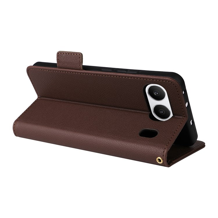 For OnePlus Nord 4 Case Litchi Texture PU Leather Wallet Flip Phone Cover - Brown