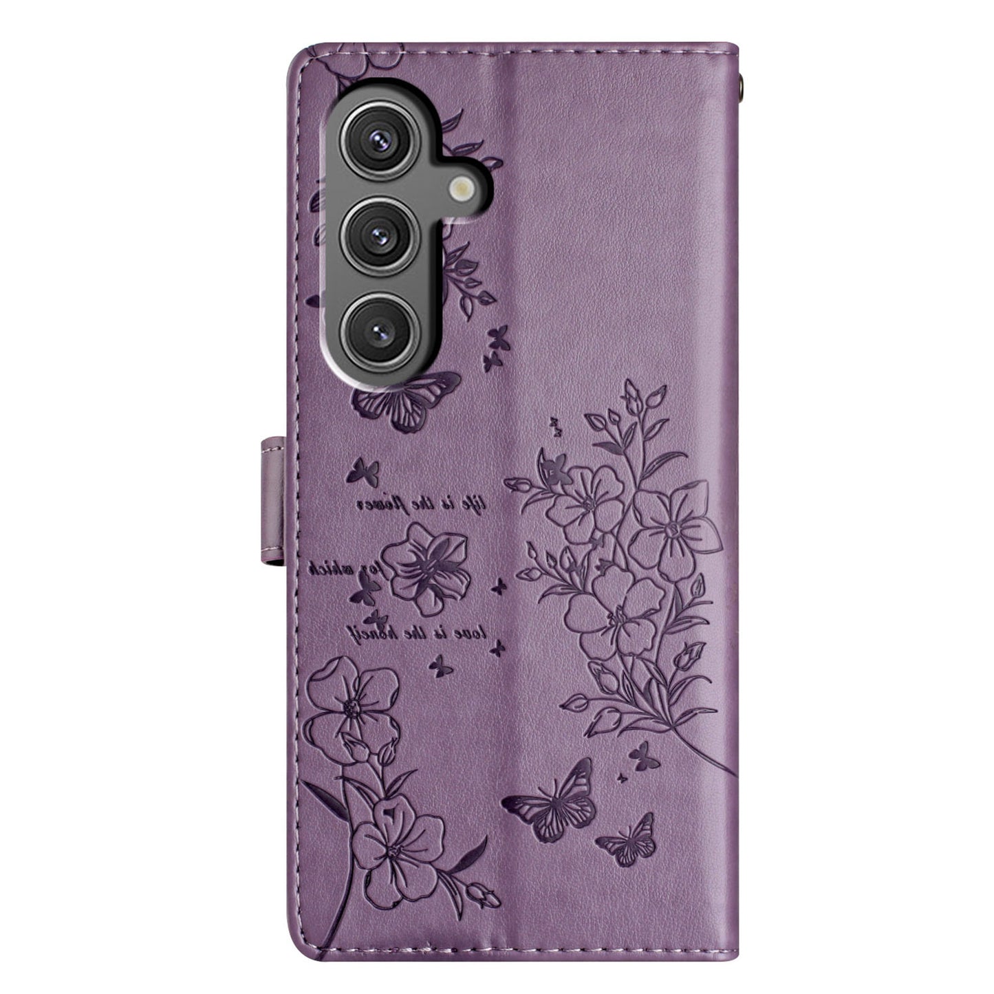 For Samsung Galaxy A16 5G / A16 4G Wallet Phone Case Butterfly Floral Imprint Leather Flip Cover - Purple