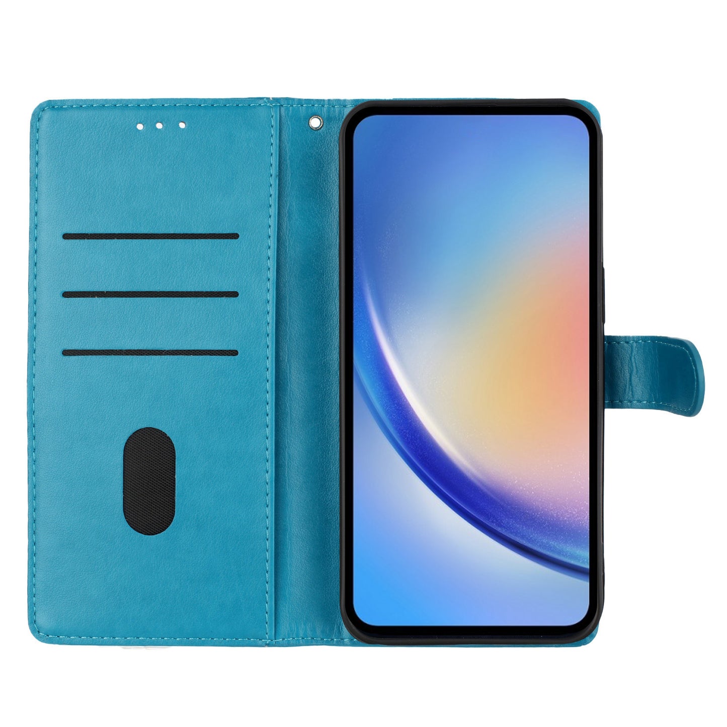 For Samsung Galaxy A16 5G / A16 4G Wallet Phone Case Butterfly Floral Imprint Leather Flip Cover - Blue