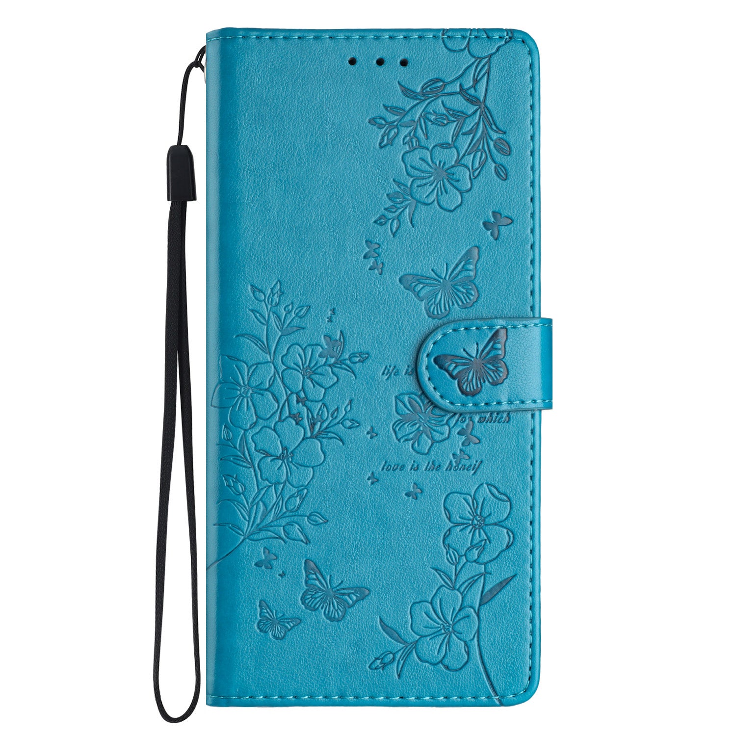 For Samsung Galaxy A16 5G / A16 4G Wallet Phone Case Butterfly Floral Imprint Leather Flip Cover - Blue