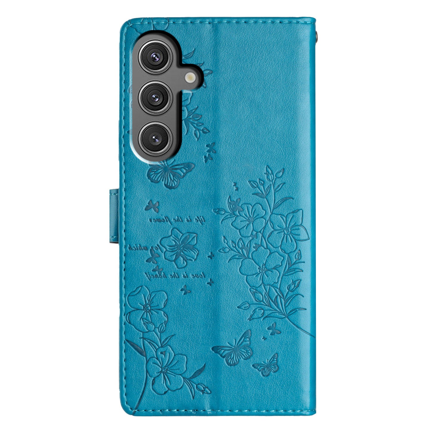 For Samsung Galaxy A16 5G / A16 4G Wallet Phone Case Butterfly Floral Imprint Leather Flip Cover - Blue
