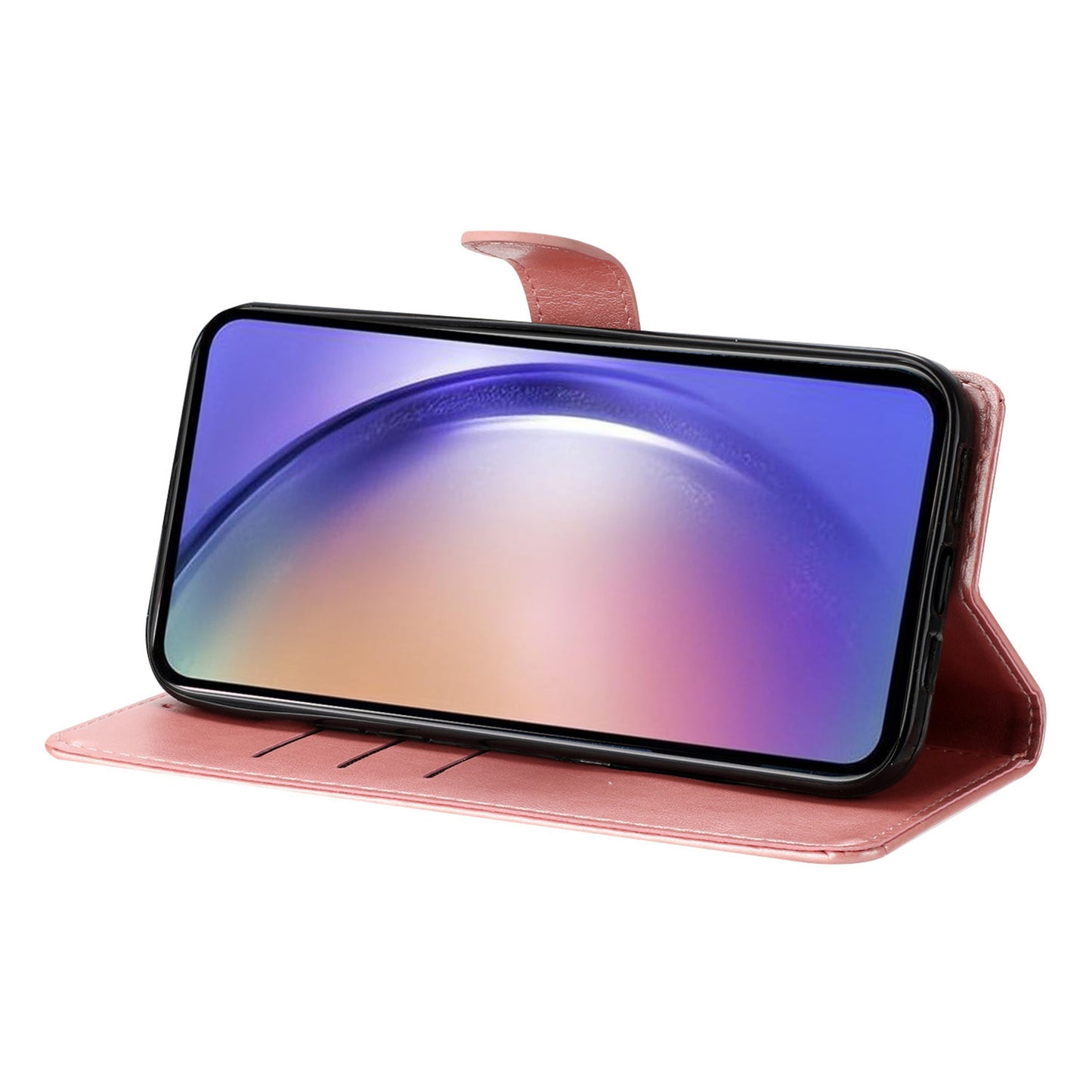 For Samsung Galaxy A06 Wallet Phone Case Butterfly Floral Imprint Leather Flip Cover - Rose Gold