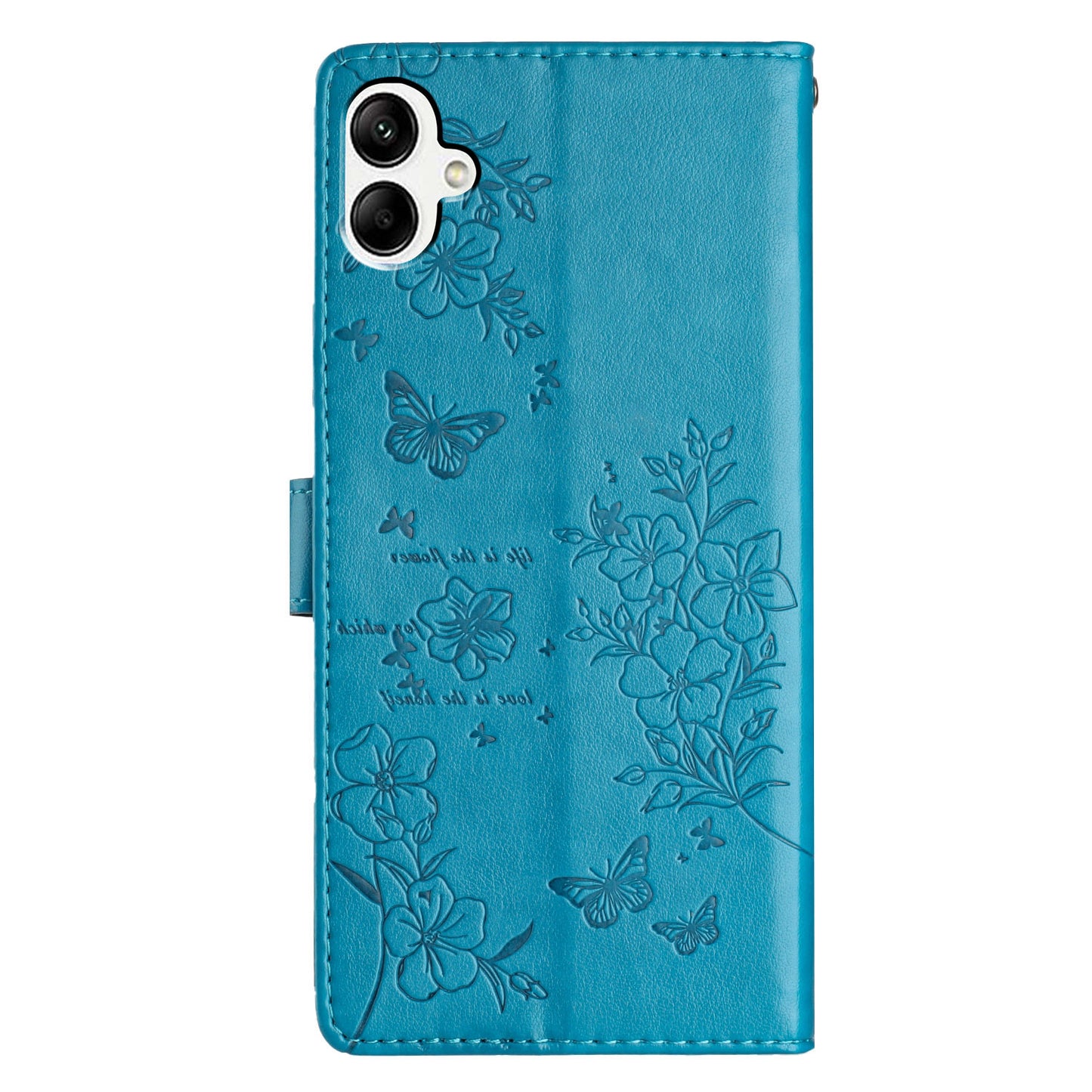 For Samsung Galaxy A06 Wallet Phone Case Butterfly Floral Imprint Leather Flip Cover - Blue