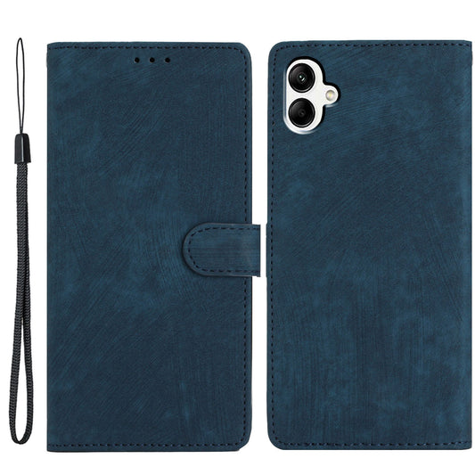 For Samsung Galaxy A06 Case with Card Clots Skin-touch PU Leather Phone Cover Stand - Blue