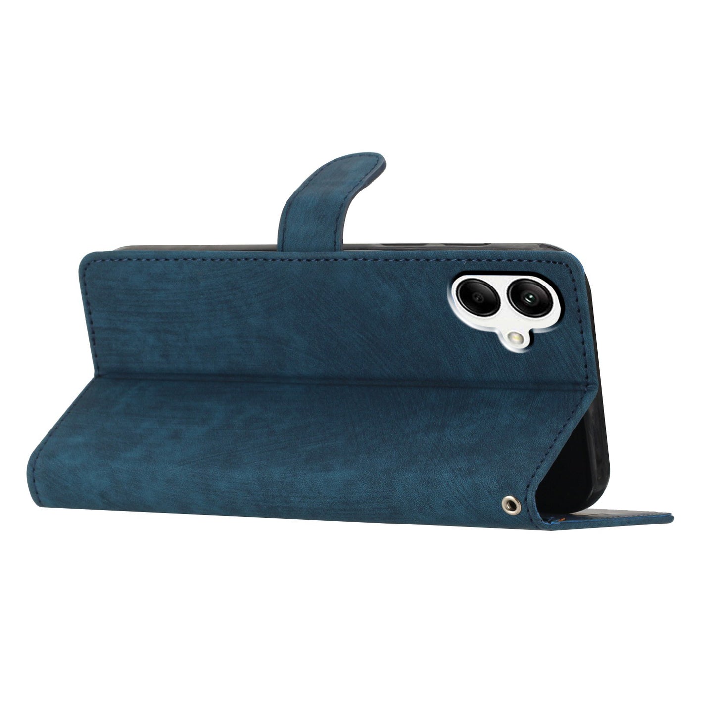 For Samsung Galaxy A06 Case with Card Clots Skin-touch PU Leather Phone Cover Stand - Blue