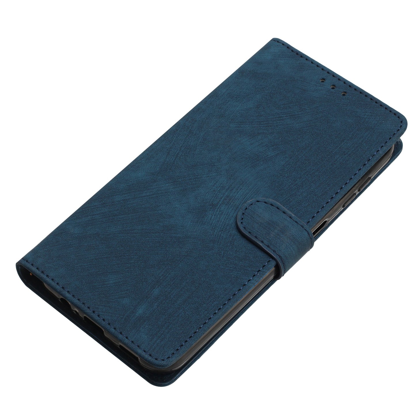 For Samsung Galaxy A06 Case with Card Clots Skin-touch PU Leather Phone Cover Stand - Blue