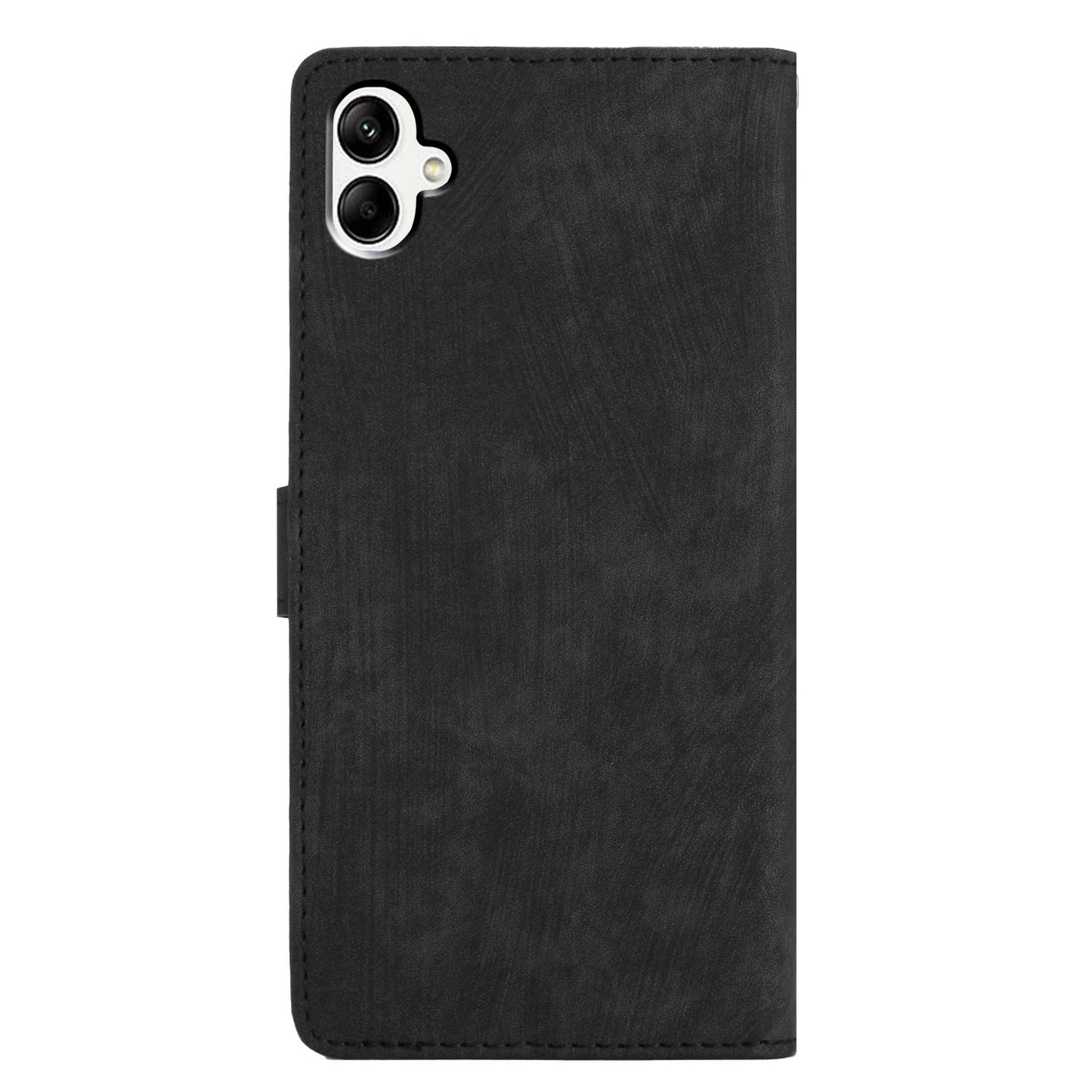 For Samsung Galaxy A06 Case with Card Clots Skin-touch PU Leather Phone Cover Stand - Black