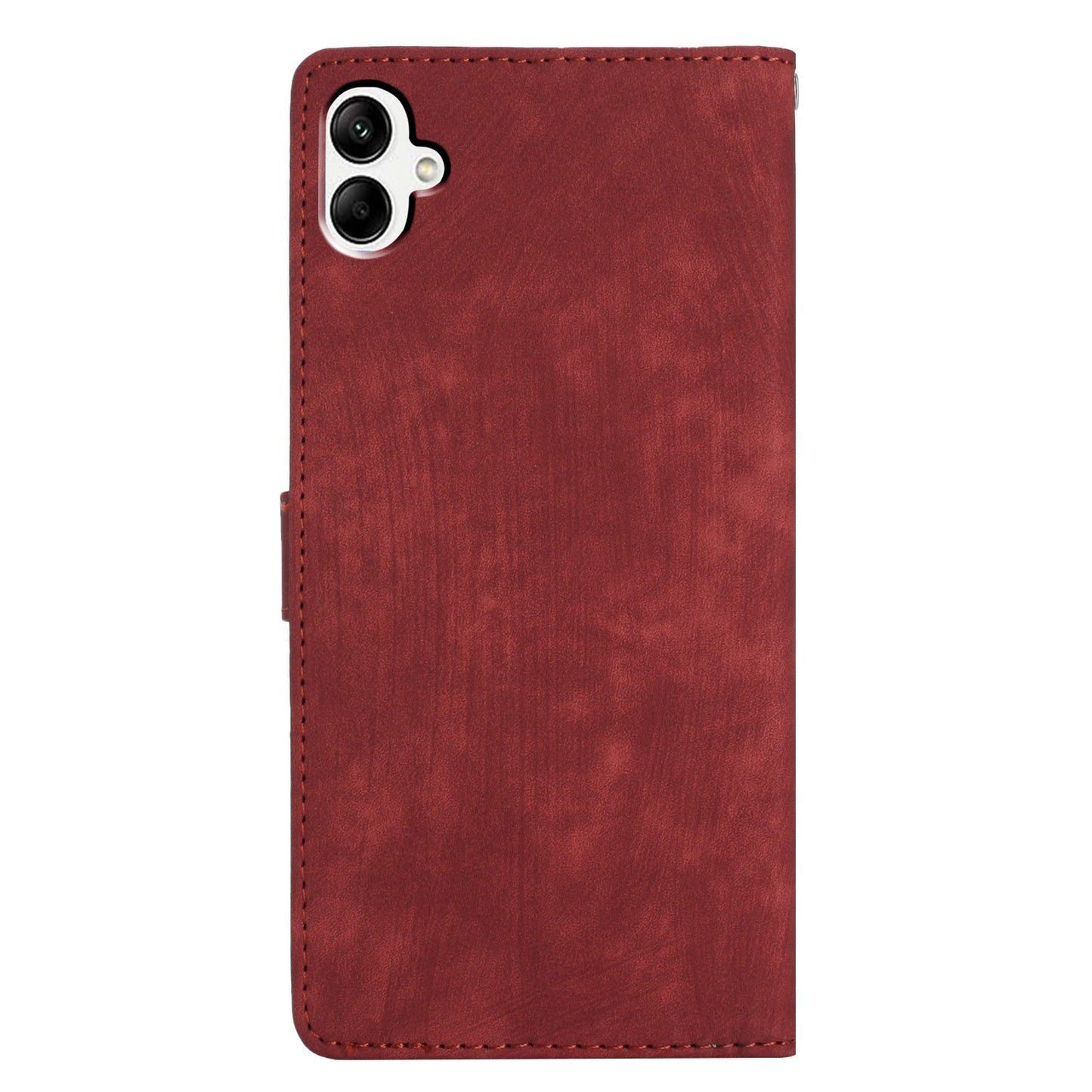 For Samsung Galaxy A06 Case with Card Clots Skin-touch PU Leather Phone Cover Stand - Red