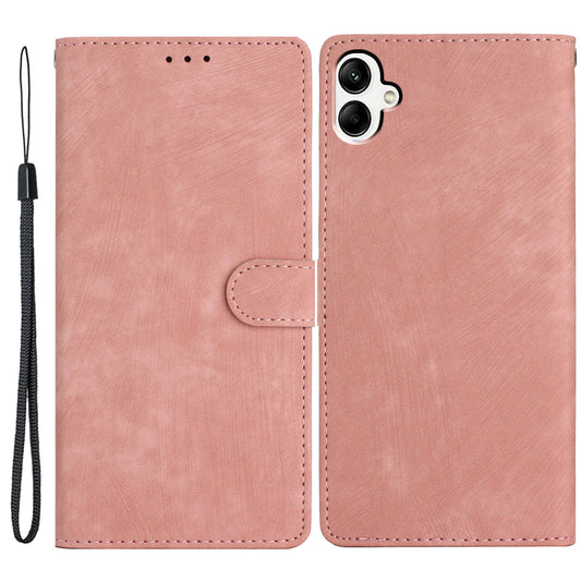For Samsung Galaxy A06 Case with Card Clots Skin-touch PU Leather Phone Cover Stand - Rose Gold