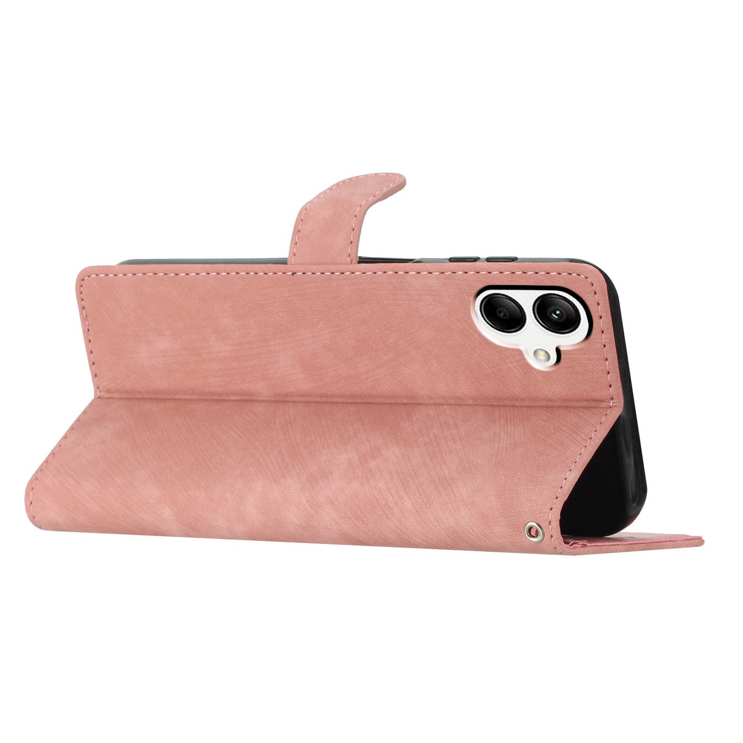 For Samsung Galaxy A06 Case with Card Clots Skin-touch PU Leather Phone Cover Stand - Rose Gold