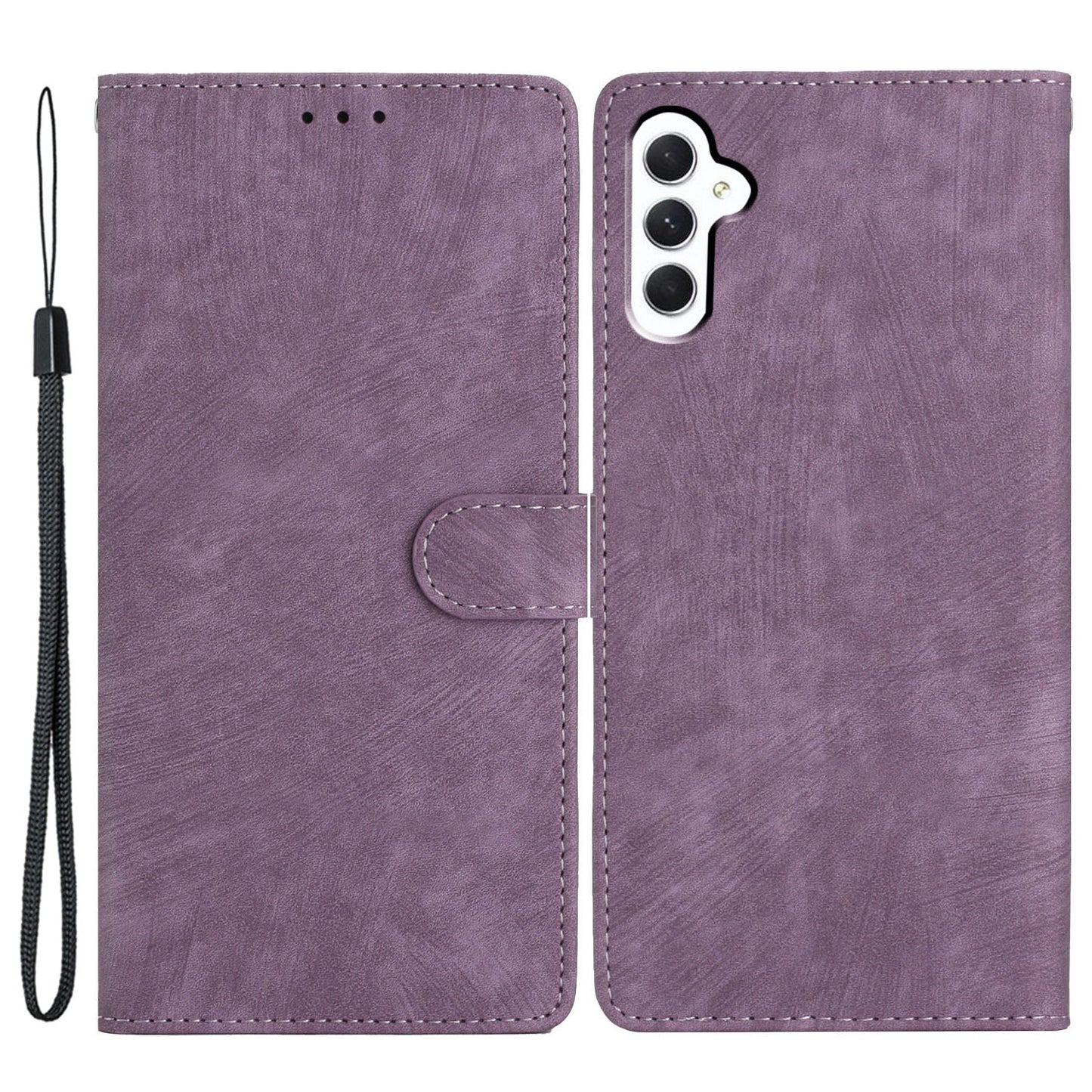 For Samsung Galaxy A16 5G / A16 4G Case with Card Clots Skin-Touch PU Leather Phone Cover Stand - Purple