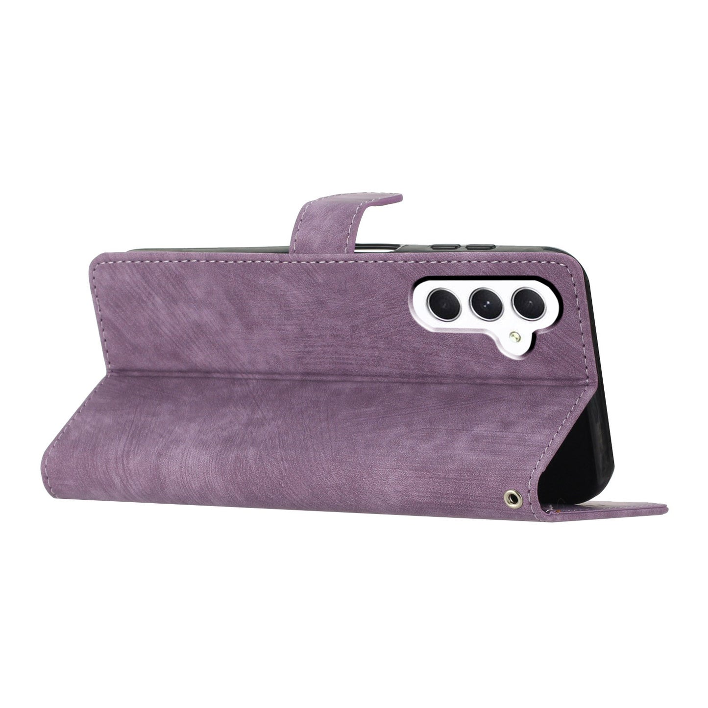 For Samsung Galaxy A16 5G / A16 4G Case with Card Clots Skin-Touch PU Leather Phone Cover Stand - Purple