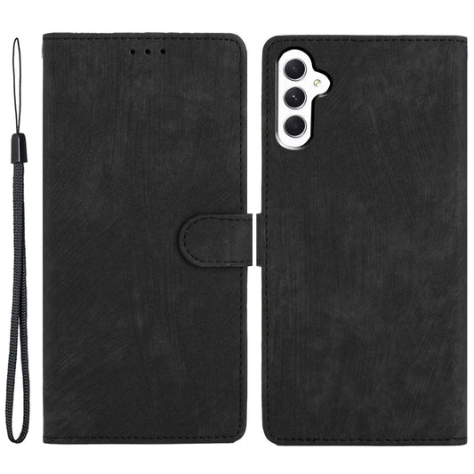 For Samsung Galaxy A16 5G / A16 4G Case with Card Clots Skin-Touch PU Leather Phone Cover Stand - Black