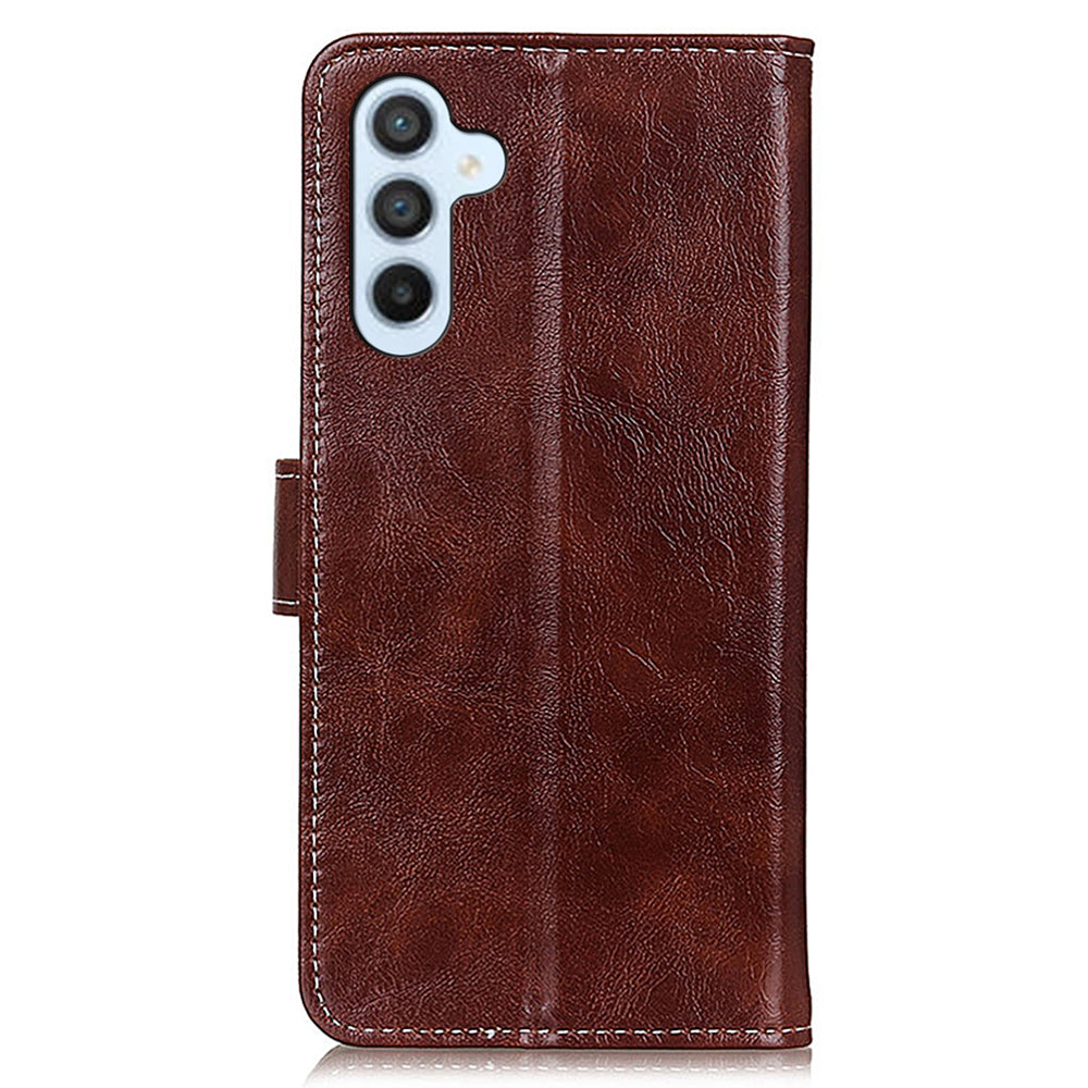 For Samsung Galaxy A16 5G / A16 4G Case Crazy Horse Texture Leather Phone Wallet Cover - Brown