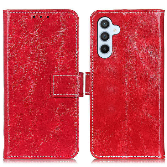 For Samsung Galaxy A16 5G / A16 4G Case Crazy Horse Texture Leather Phone Wallet Cover - Red