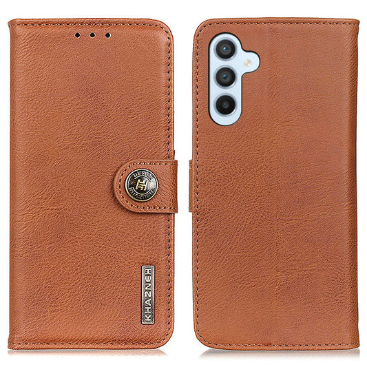 KHAZNEH For Samsung Galaxy A16 5G / A16 4G Wallet Case Cowhide Texture Leather Flip Phone Cover - Brown