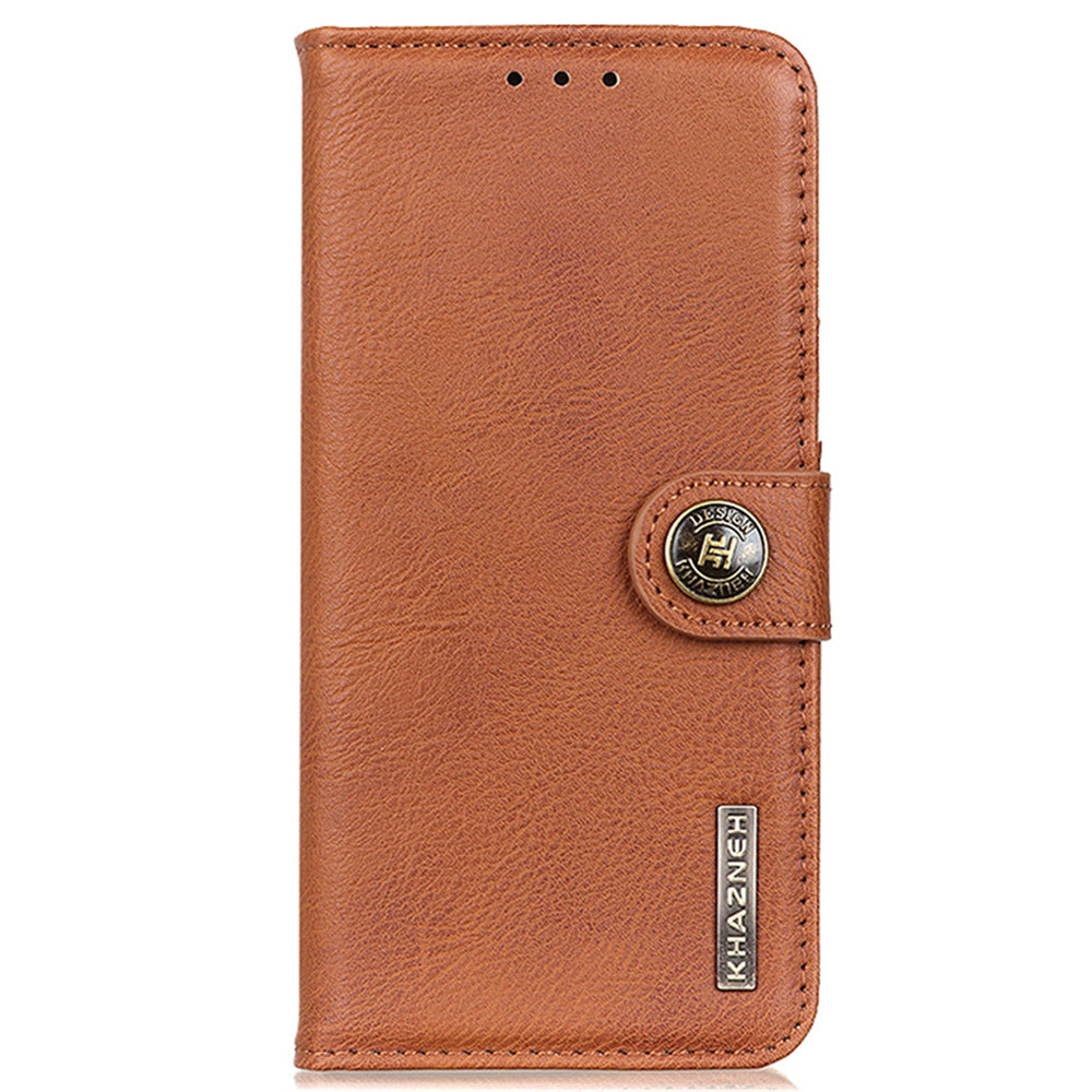 KHAZNEH For Samsung Galaxy A16 5G / A16 4G Wallet Case Cowhide Texture Leather Flip Phone Cover - Brown