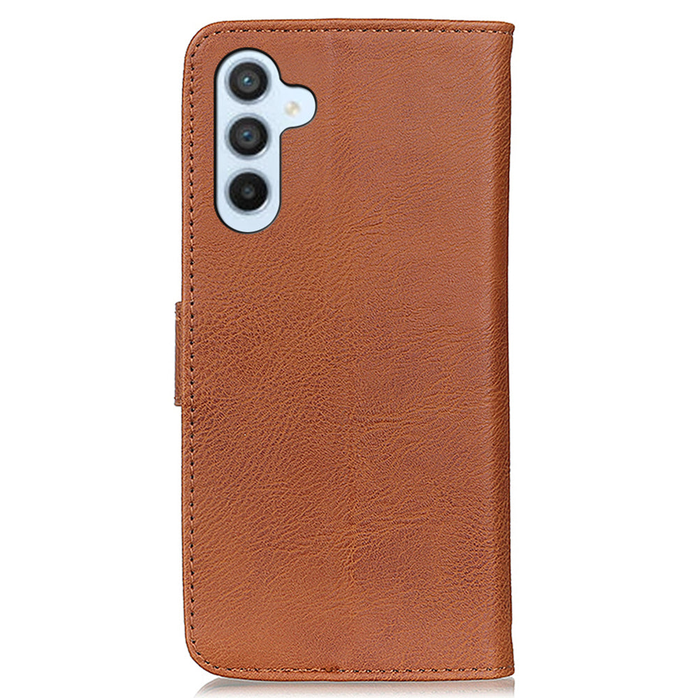 KHAZNEH For Samsung Galaxy A16 5G / A16 4G Wallet Case Cowhide Texture Leather Flip Phone Cover - Brown