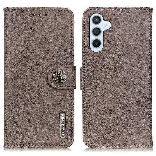 KHAZNEH For Samsung Galaxy A16 5G / A16 4G Wallet Case Cowhide Texture Leather Flip Phone Cover - Khaki