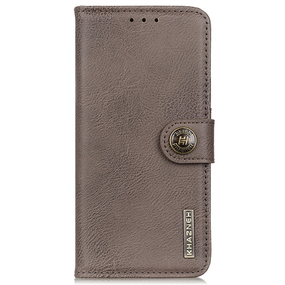 KHAZNEH For Samsung Galaxy A16 5G / A16 4G Wallet Case Cowhide Texture Leather Flip Phone Cover - Khaki