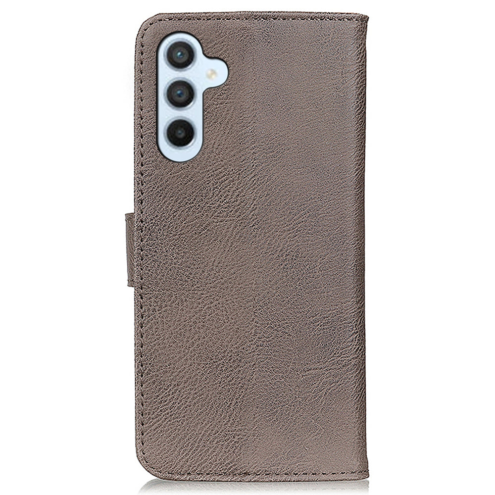 KHAZNEH For Samsung Galaxy A16 5G / A16 4G Wallet Case Cowhide Texture Leather Flip Phone Cover - Khaki