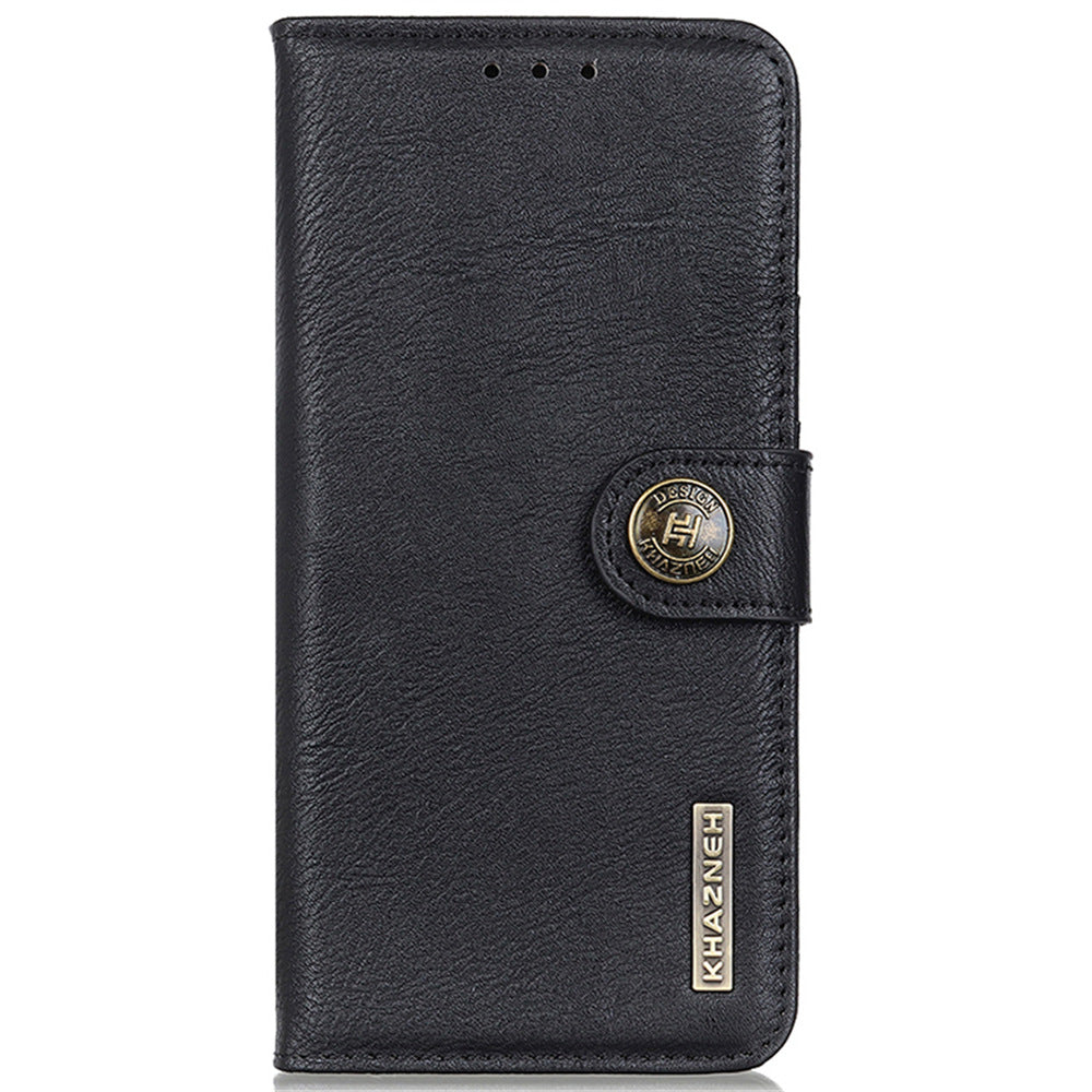 KHAZNEH For Samsung Galaxy A16 5G / A16 4G Wallet Case Cowhide Texture Leather Flip Phone Cover - Black
