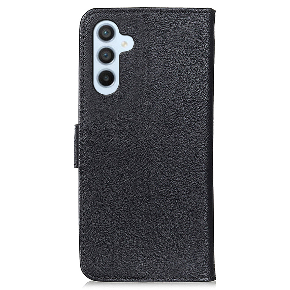 KHAZNEH For Samsung Galaxy A16 5G / A16 4G Wallet Case Cowhide Texture Leather Flip Phone Cover - Black