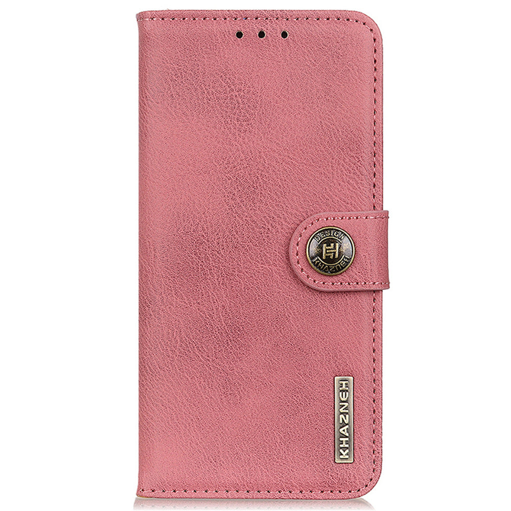 KHAZNEH For Samsung Galaxy A16 5G / A16 4G Wallet Case Cowhide Texture Leather Flip Phone Cover - Pink