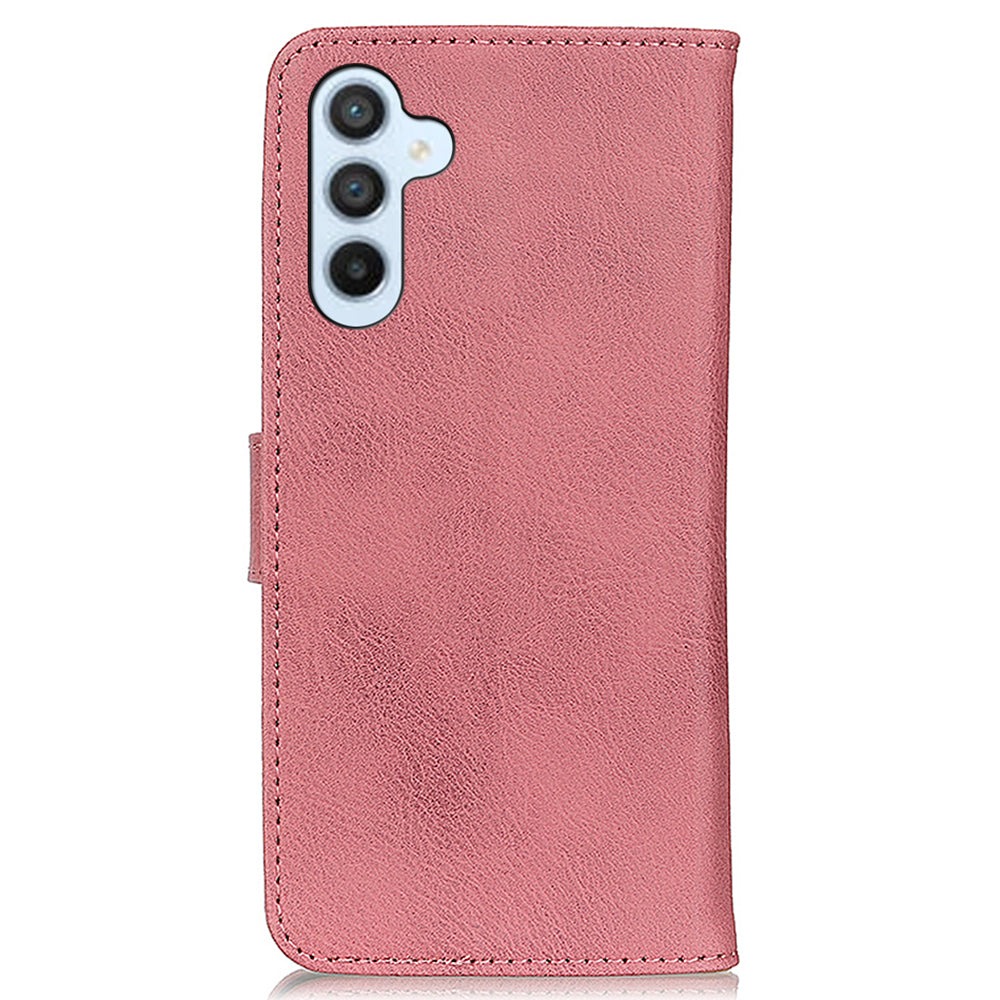 KHAZNEH For Samsung Galaxy A16 5G / A16 4G Wallet Case Cowhide Texture Leather Flip Phone Cover - Pink