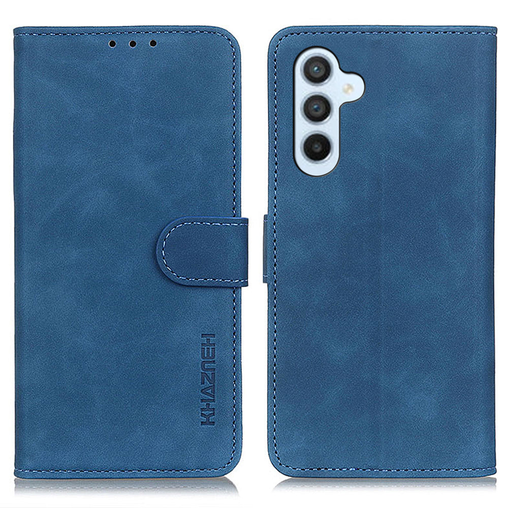 KHAZNEH For Samsung Galaxy A16 5G / A16 4G Case Retro PU Leather Wallet Stand Phone Cover - Blue