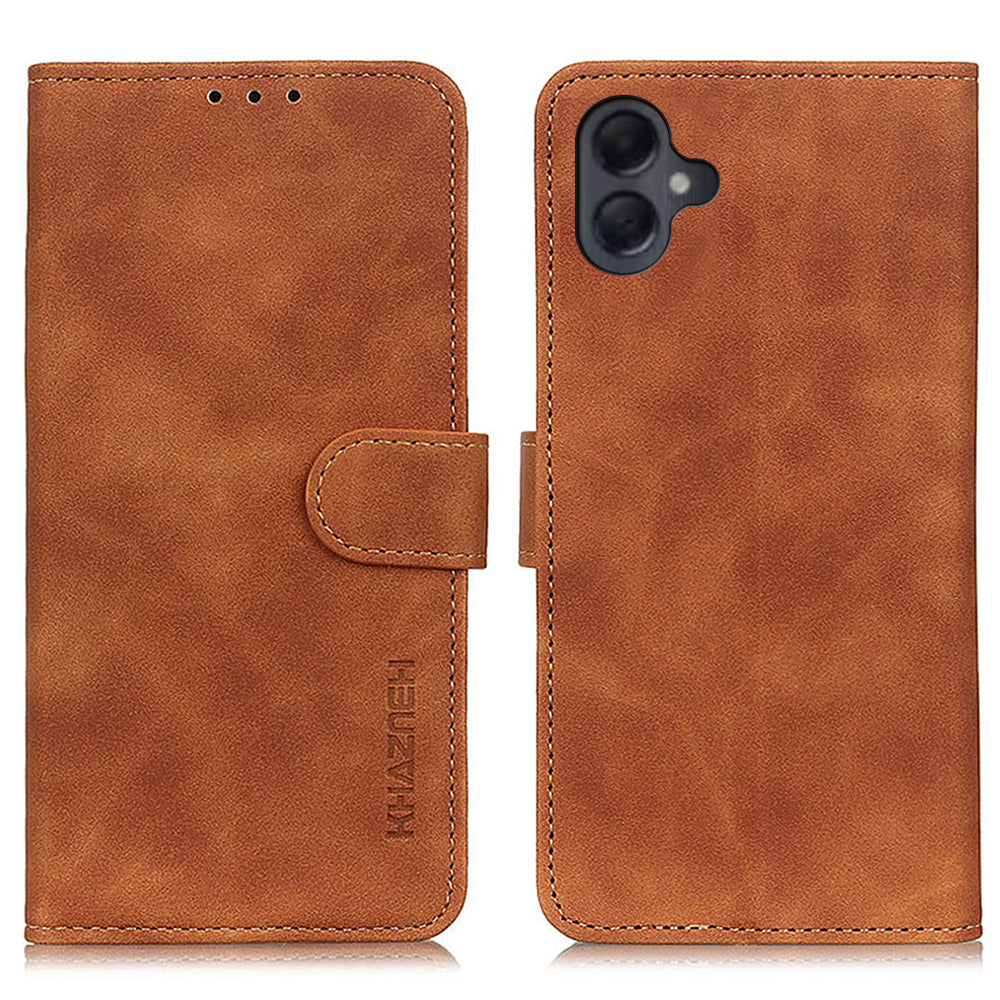 KHAZNEH For Samsung Galaxy A06 Case Retro PU Leather Wallet Stand Phone Cover - Brown