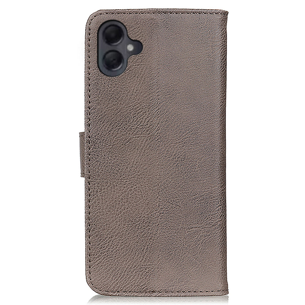 KHAZNEH For Samsung Galaxy A06 Wallet Case Cowhide Texture Leather Flip Phone Cover - Khaki