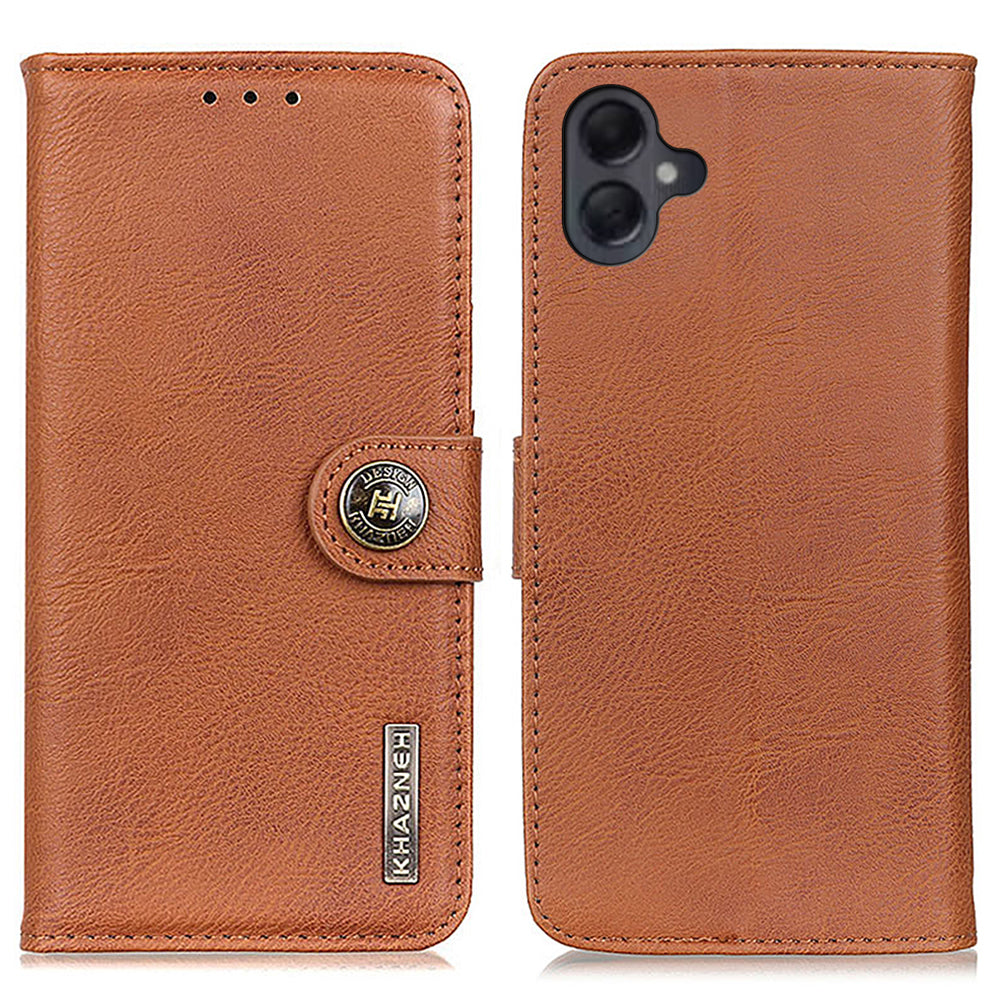 KHAZNEH For Samsung Galaxy A06 Wallet Case Cowhide Texture Leather Flip Phone Cover - Brown